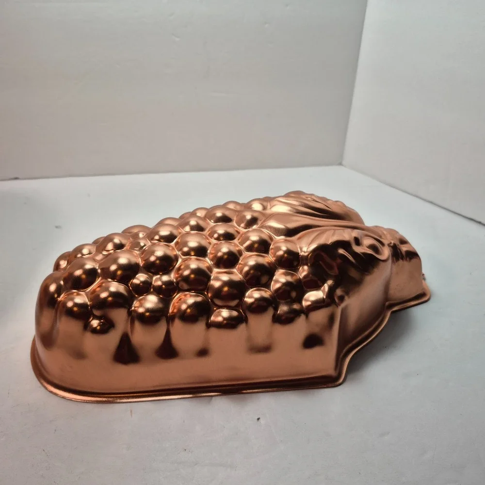 Copper Colored Aluminum Jello/Cake Molds Lot of 4 Grapes Shell Melon 8